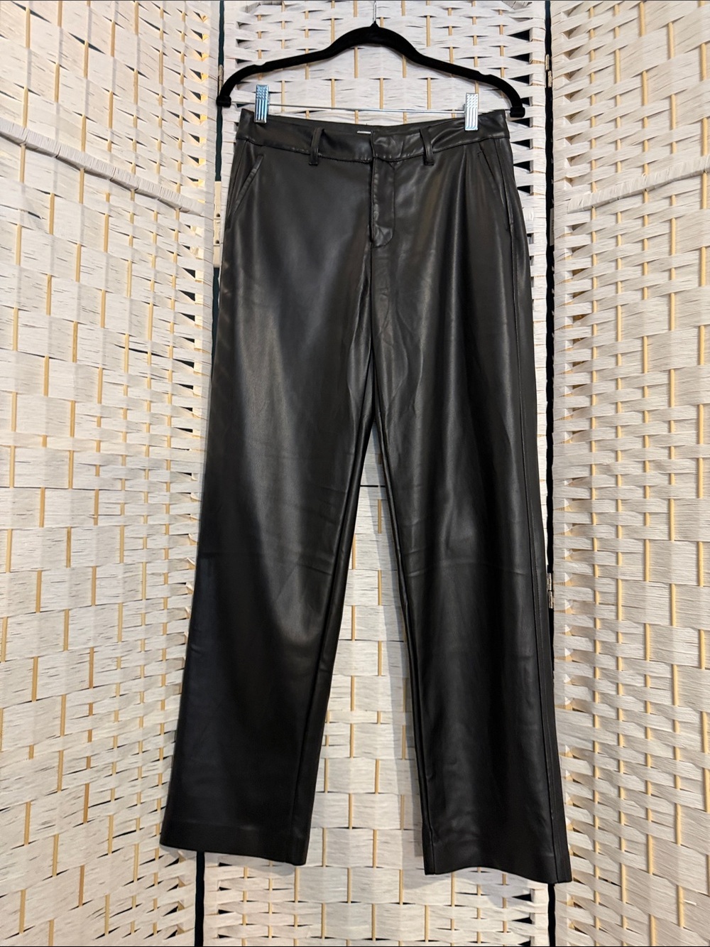 Joe Fresh Black Faux-Leather high rise Boot cut Pants in size 0